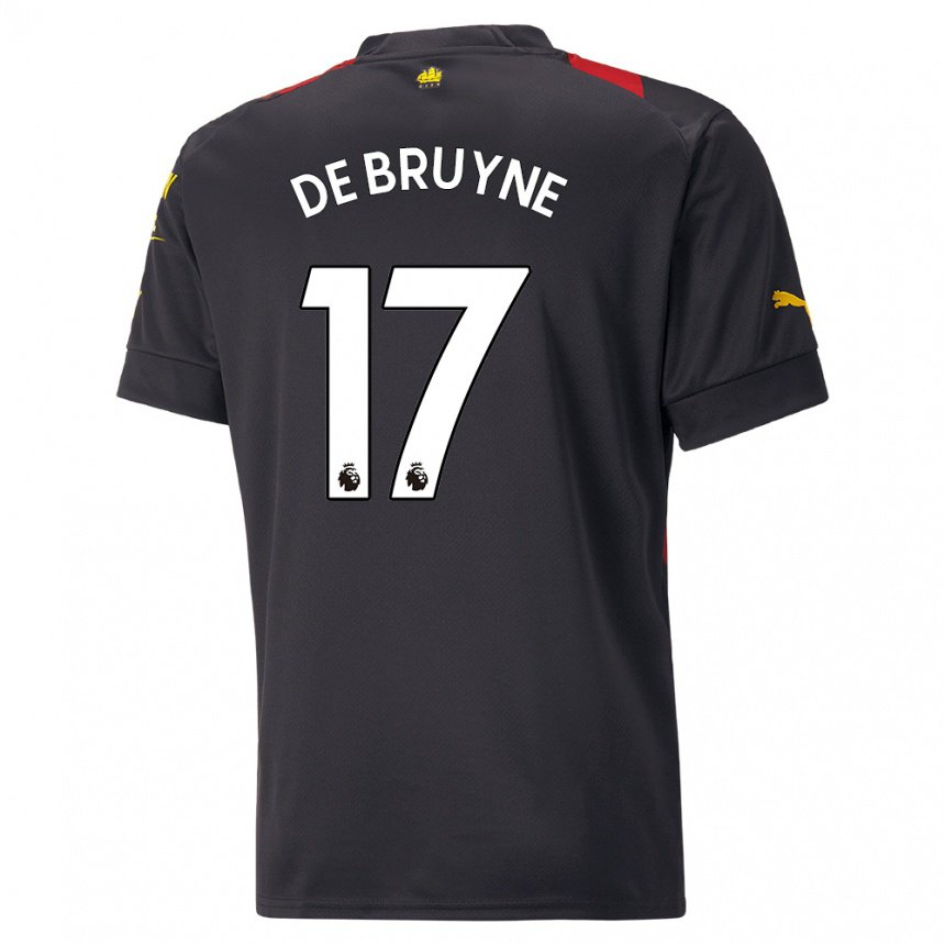 Damen Kevin De Bruyne #17 Schwarz Rot Auswärtstrikot Trikot 2022/23 T-shirt Belgien