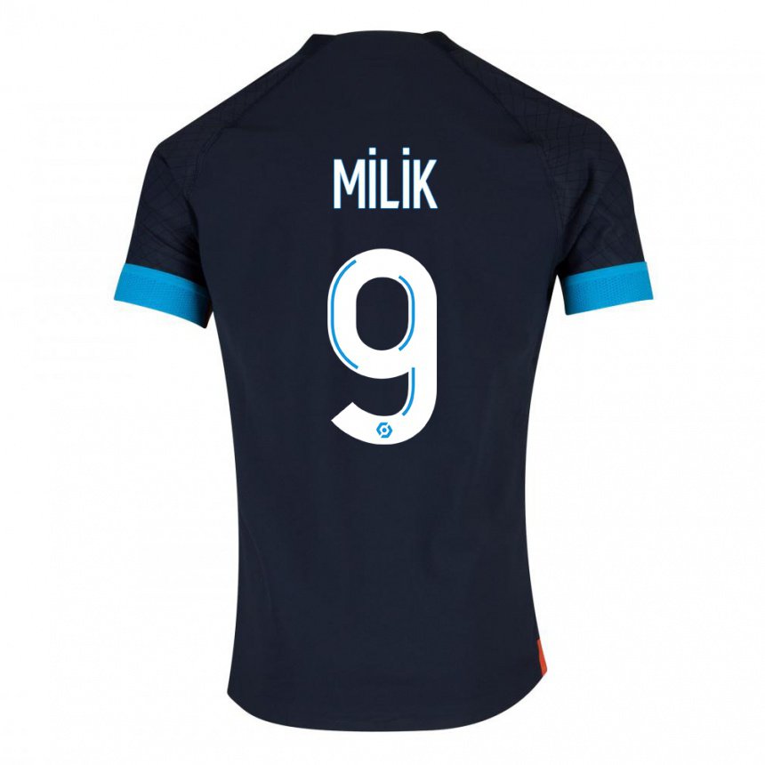 Femme Maillot Arkadiusz Milik #9 Olympique Noir Tenues Extérieur 2022/23 T-shirt Belgique