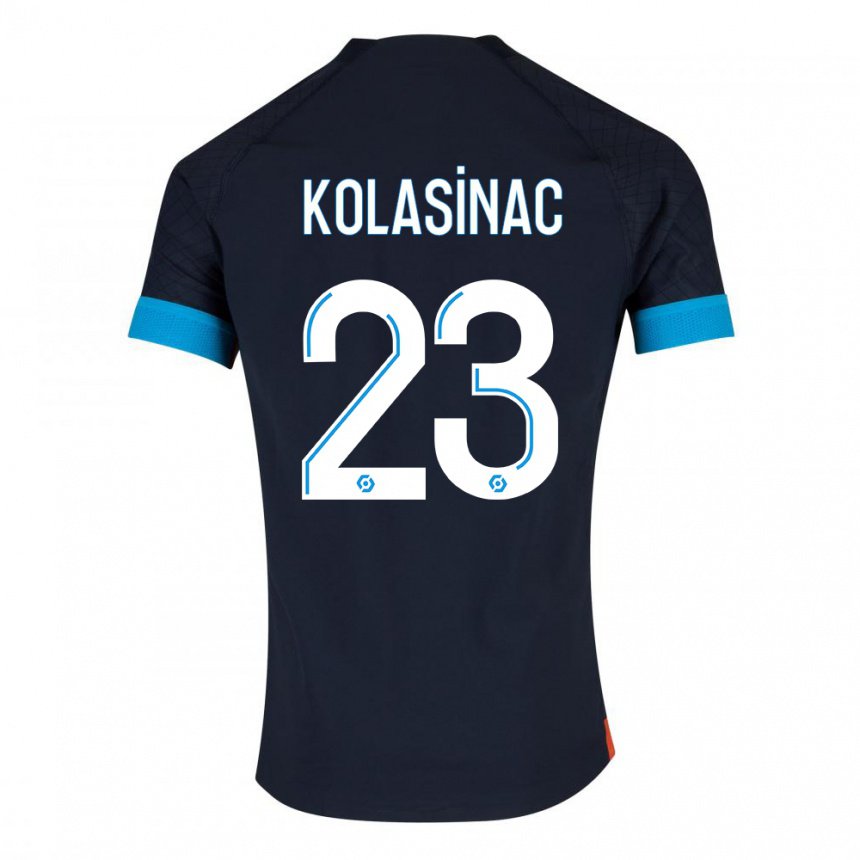 Femme Maillot Sead Kolasinac #23 Olympique Noir Tenues Extérieur 2022/23 T-shirt Belgique