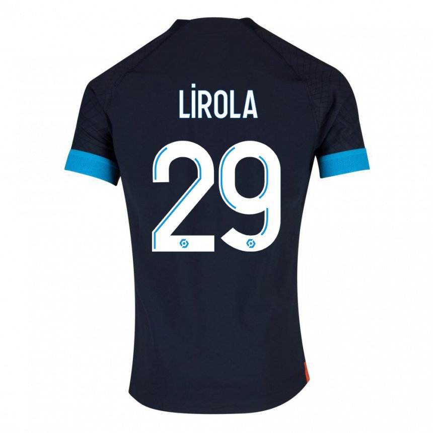 Femme Maillot Pol Lirola #29 Olympique Noir Tenues Extérieur 2022/23 T-shirt Belgique