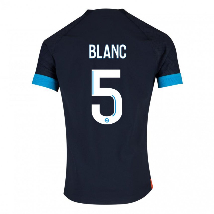 Femme Maillot Amandine Blanc #5 Olympique Noir Tenues Extérieur 2022/23 T-shirt Belgique