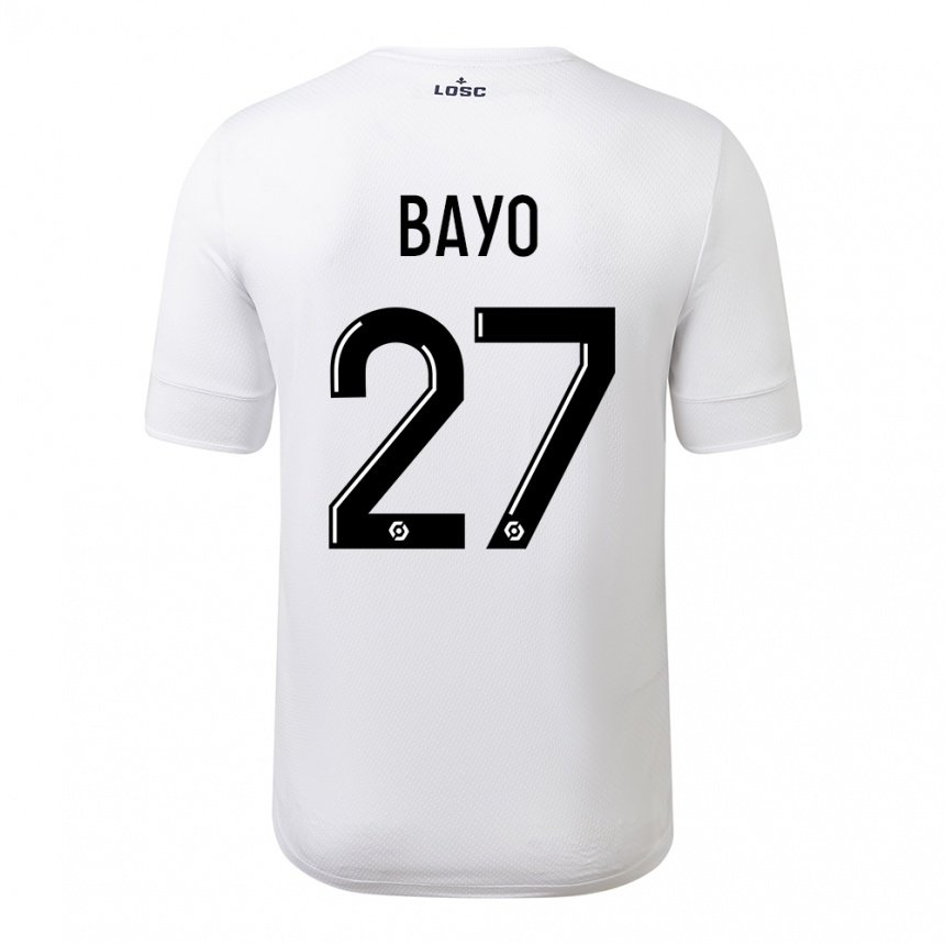 Femme Maillot Mohamed Bayo #27 Blanc Cramoisi Tenues Extérieur 2022/23 T-shirt Belgique