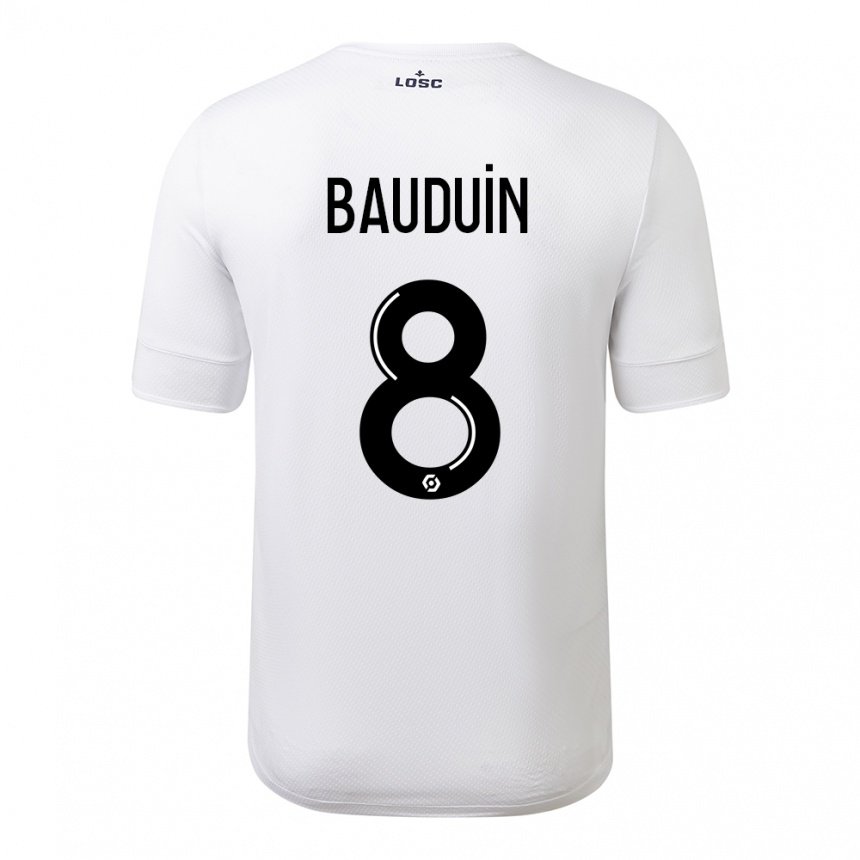 Femme Maillot Justine Bauduin #8 Blanc Cramoisi Tenues Extérieur 2022/23 T-shirt Belgique