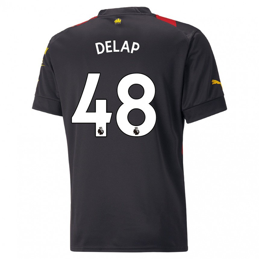 Damen Liam Delap #48 Schwarz Rot Auswärtstrikot Trikot 2022/23 T-shirt Belgien