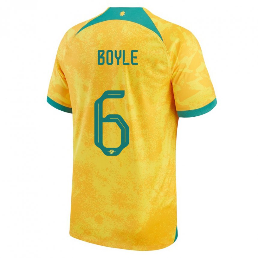 Enfant Maillot Australie Martin Boyle #6 Doré Tenues Domicile 22-24 T-shirt Belgique