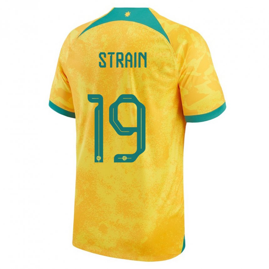 Kinder Australische Ryan Strain #19 Gold Heimtrikot Trikot 22-24 T-shirt Belgien