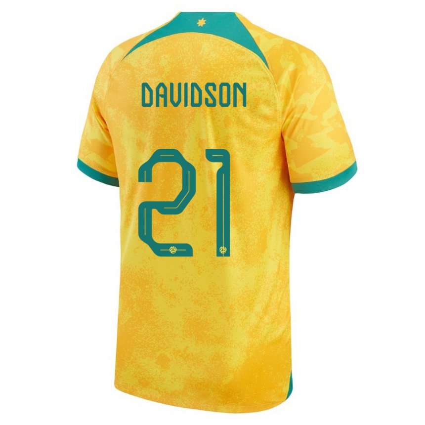 Kinderen Australisch Jason Davidson #21 Gouden Thuisshirt Thuistenue 22-24 T-shirt België