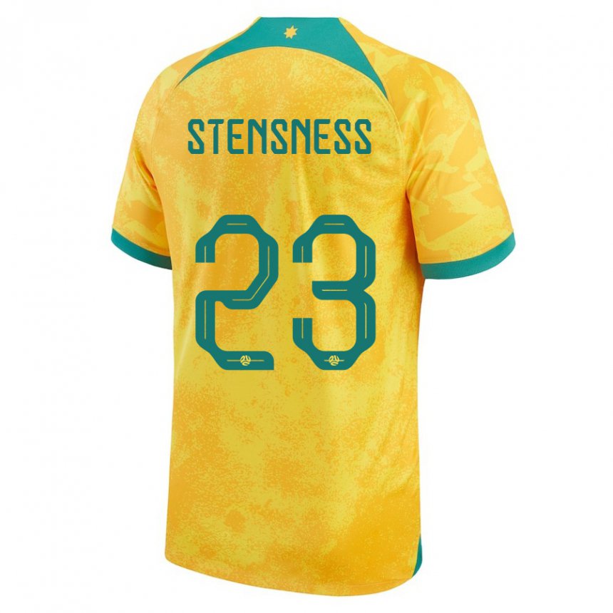 Enfant Maillot Australie Gianni Stensness #23 Doré Tenues Domicile 22-24 T-shirt Belgique