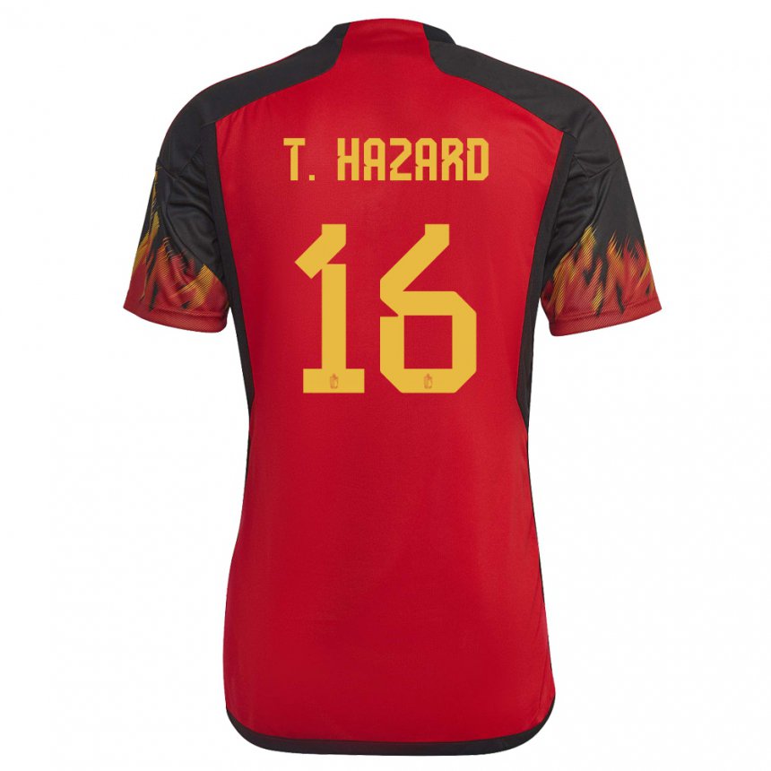 Kinder Belgische Thorgan Hazard #16 Rot Heimtrikot Trikot 22-24 T-shirt Belgien