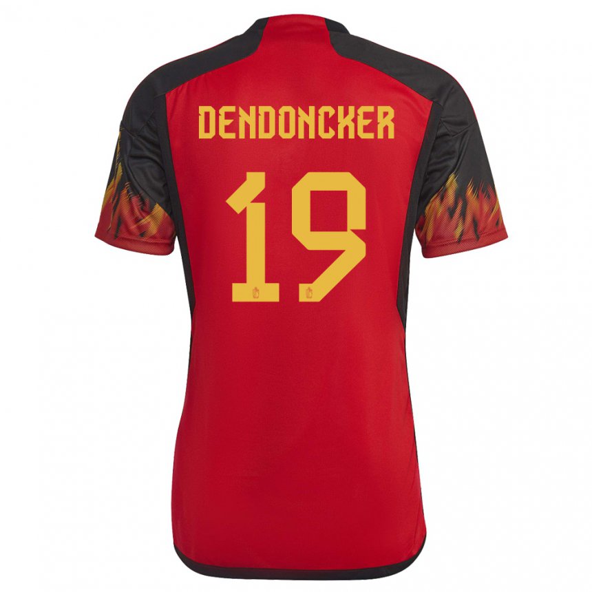 Kinder Belgische Leander Dendoncker #19 Rot Heimtrikot Trikot 22-24 T-shirt Belgien