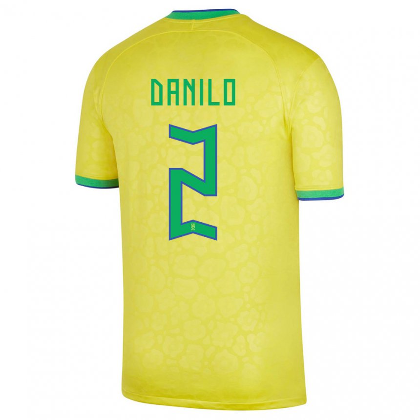 Kinder Brasilianische Danilo #2 Gelb Heimtrikot Trikot 22-24 T-shirt Belgien