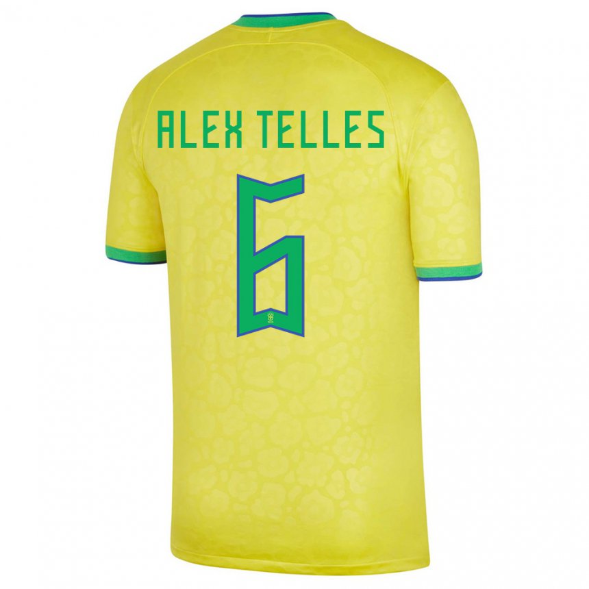 Enfant Maillot Brésil Alex Telles #6 Jaune Tenues Domicile 22-24 T-shirt Belgique
