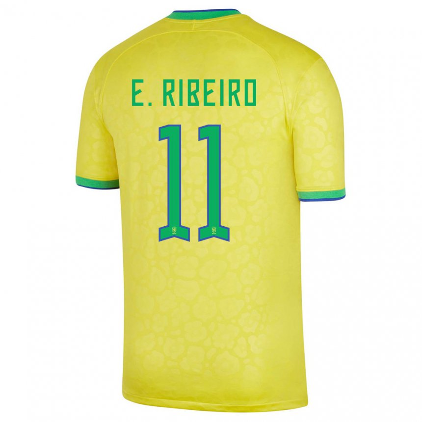 Kinder Brasilianische Everton Ribeiro #11 Gelb Heimtrikot Trikot 22-24 T-shirt Belgien