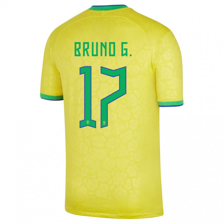 Kinder Brasilianische Bruno Guimaraes #17 Gelb Heimtrikot Trikot 22-24 T-shirt Belgien