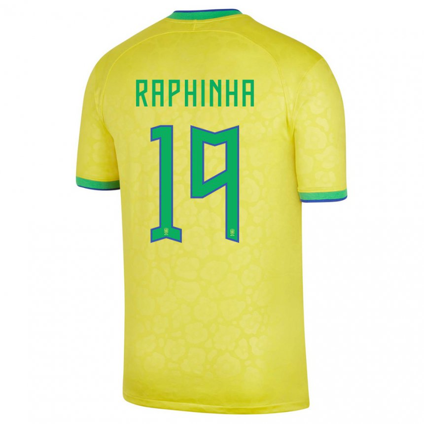 Kinder Brasilianische Raphinha #19 Gelb Heimtrikot Trikot 22-24 T-shirt Belgien