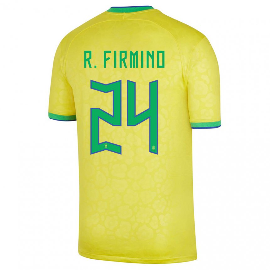 Enfant Maillot Brésil Roberto Firmino #24 Jaune Tenues Domicile 22-24 T-shirt Belgique