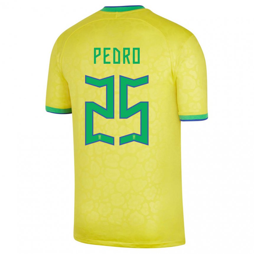 Kinder Brasilianische Pedro #25 Gelb Heimtrikot Trikot 22-24 T-shirt Belgien