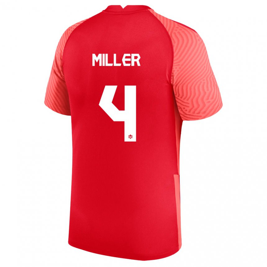Kinder Kanadische Kamal Miller #4 Rot Heimtrikot Trikot 22-24 T-shirt Belgien