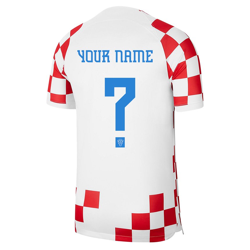 Enfant Maillot Croatie Votre Nom #0 Rouge Blanc Tenues Domicile 22-24 T-shirt Belgique