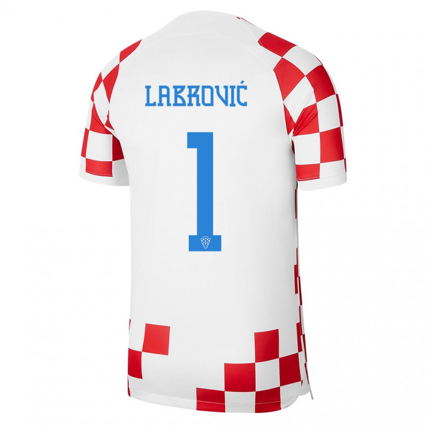 Enfant Maillot Croatie Nediljko Labrovic #1 Rouge Blanc Tenues Domicile 22-24 T-shirt Belgique