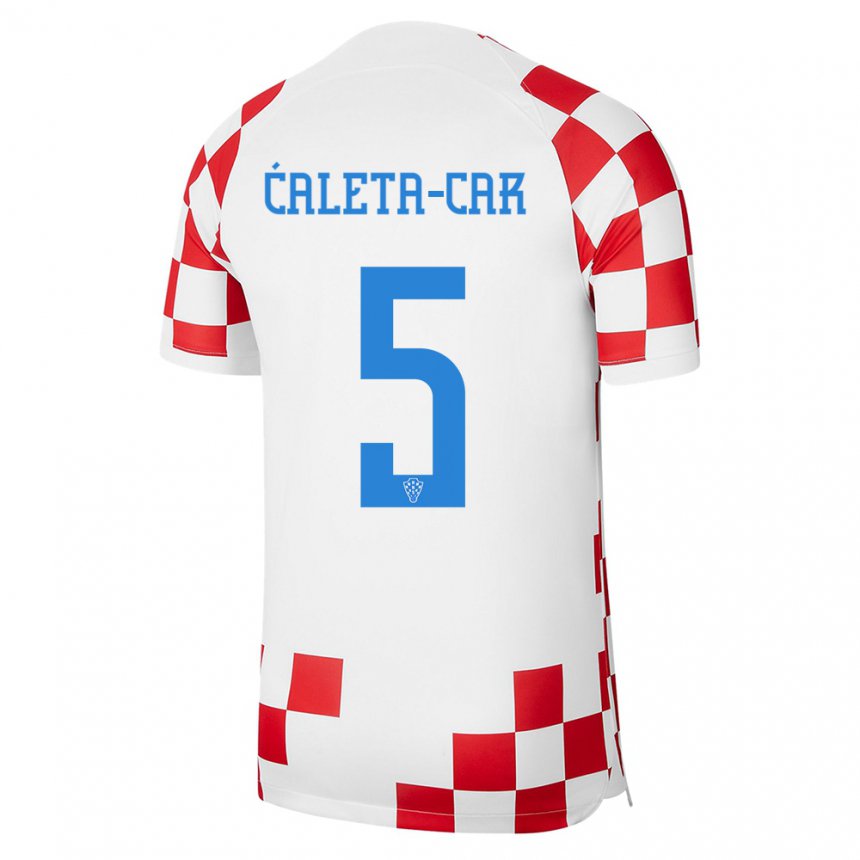 Kinder Kroatische Duje Caleta Car #5 Rot-weiss Heimtrikot Trikot 22-24 T-shirt Belgien