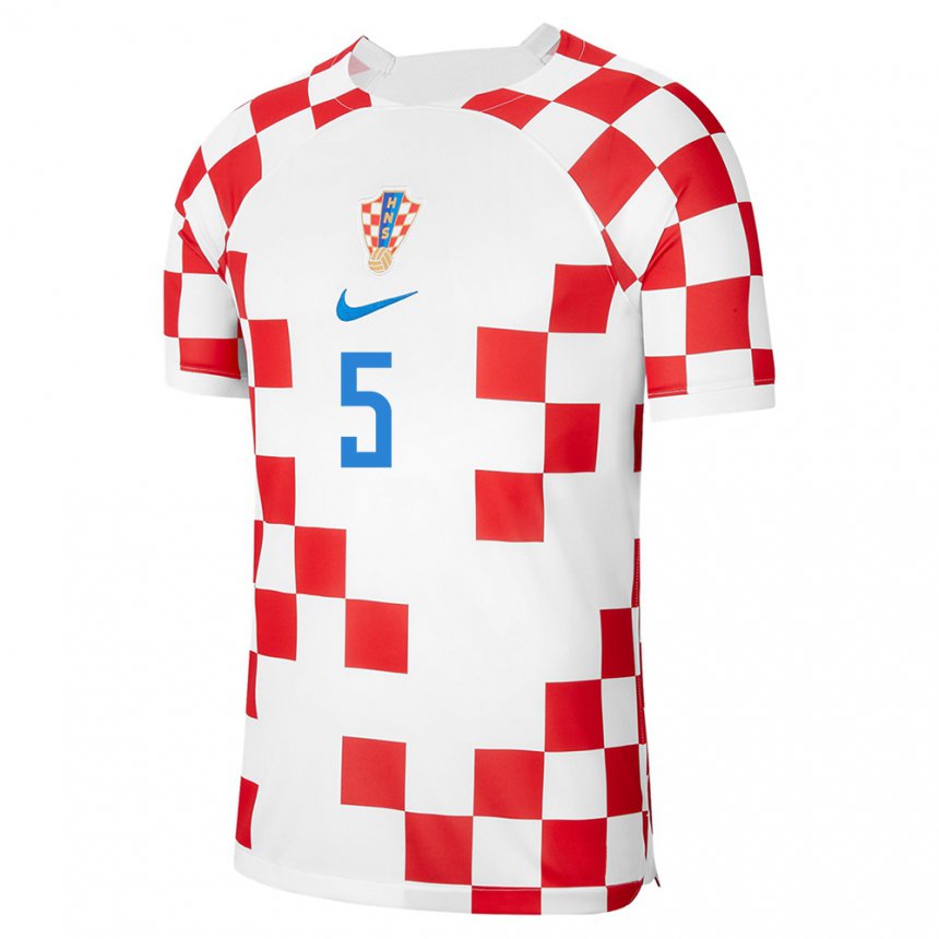 Kinder Kroatische Josip Sutalo #5 Rot-weiss Heimtrikot Trikot 22-24 T-shirt Belgien