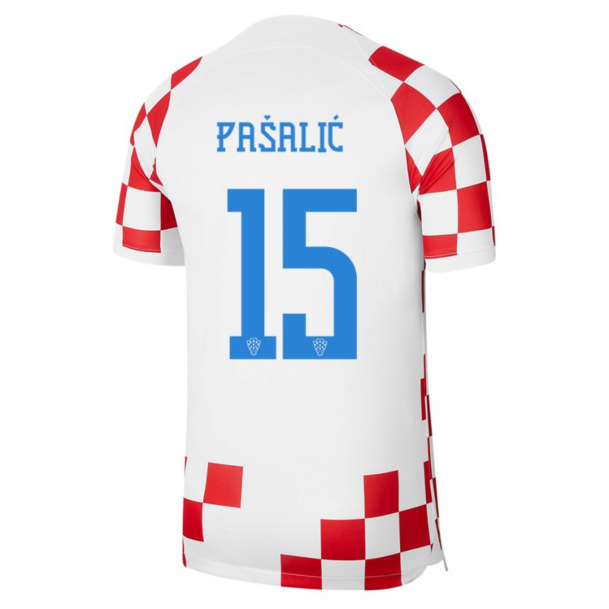Kinder Kroatische Mario Pasalic #15 Rot-weiss Heimtrikot Trikot 22-24 T-shirt Belgien