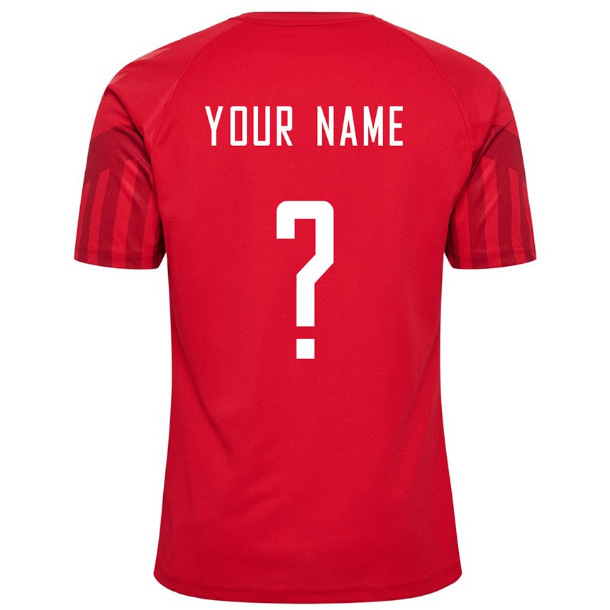 Enfant Maillot Danemark Votre Nom #0 Rouge Tenues Domicile 22-24 T-shirt Belgique