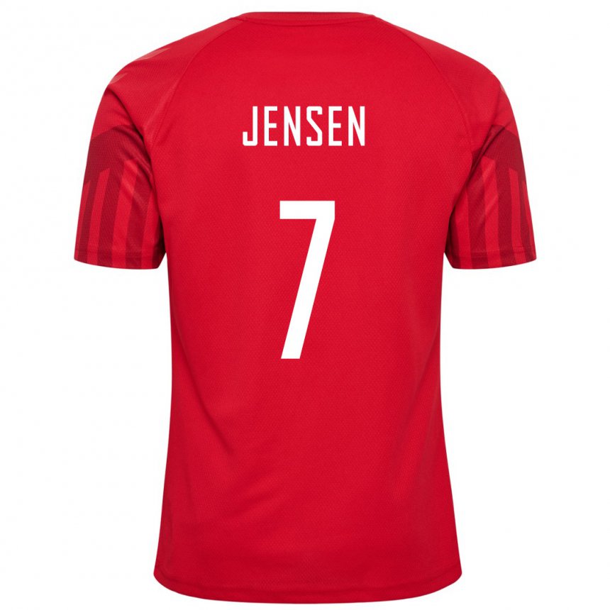 Kinder Dänische Mathias Jensen #7 Rot Heimtrikot Trikot 22-24 T-shirt Belgien