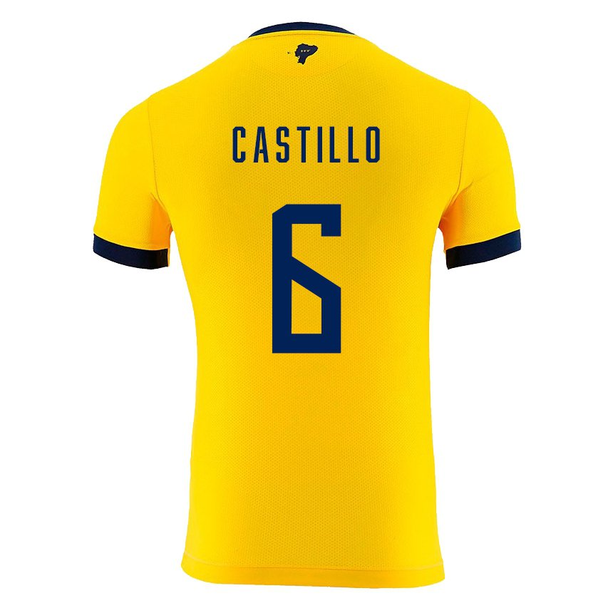 Kinder Ecuadorianische Byron Castillo #6 Gelb Heimtrikot Trikot 22-24 T-shirt Belgien
