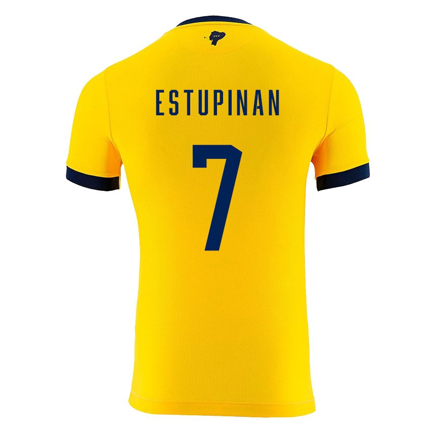 Enfant Maillot Équateur Pervis Estupinan #7 Jaune Tenues Domicile 22-24 T-shirt Belgique