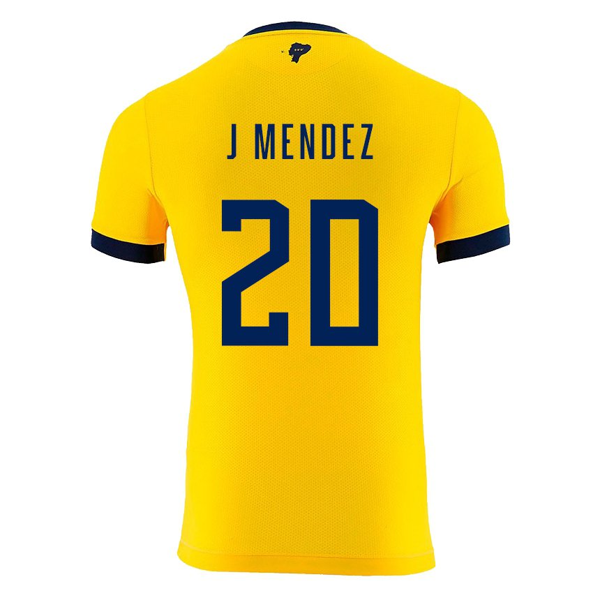 Kinder Ecuadorianische Jhegson Mendez #20 Gelb Heimtrikot Trikot 22-24 T-shirt Belgien