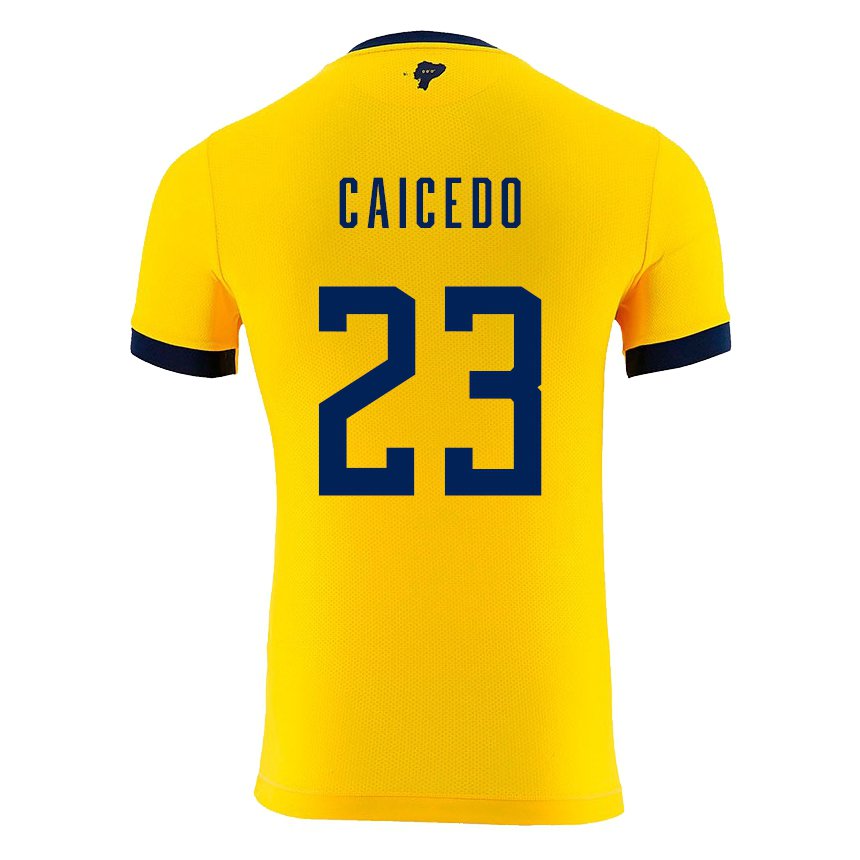 Kinder Ecuadorianische Moises Caicedo #23 Gelb Heimtrikot Trikot 22-24 T-shirt Belgien