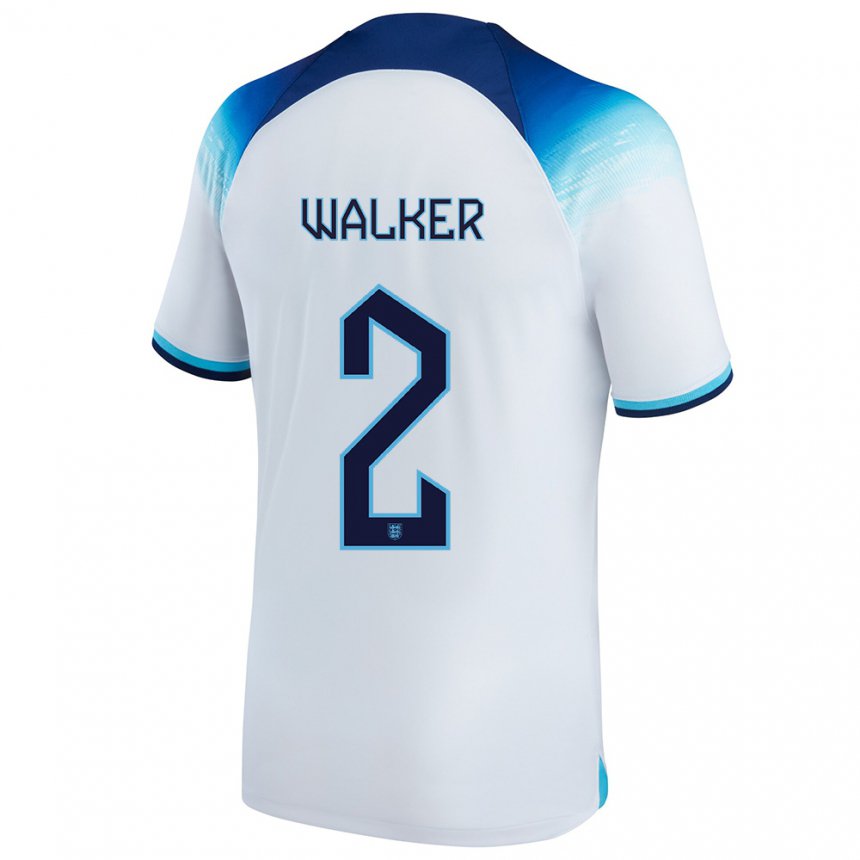 Kinder Englische Kyle Walker #2 Weiß Blau Heimtrikot Trikot 22-24 T-shirt Belgien