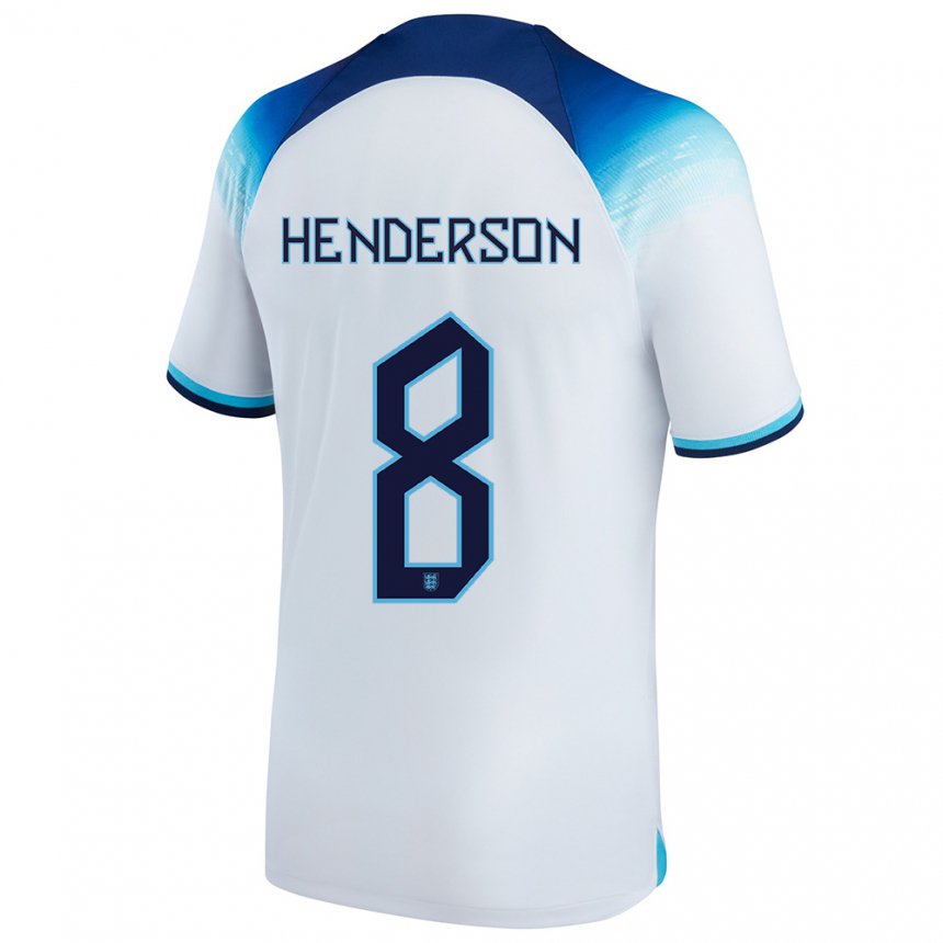 Kinder Englische Jordan Henderson #8 Weiß Blau Heimtrikot Trikot 22-24 T-shirt Belgien