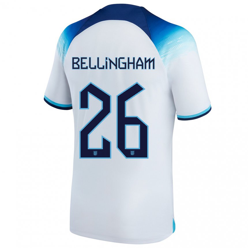 Enfant Maillot Angleterre Jude Bellingham #26 Blanc Bleu Tenues Domicile 22-24 T-shirt Belgique
