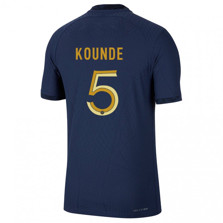 Kinder Französische Jules Kounde #5 Marineblau Heimtrikot Trikot 22-24 T-shirt Belgien