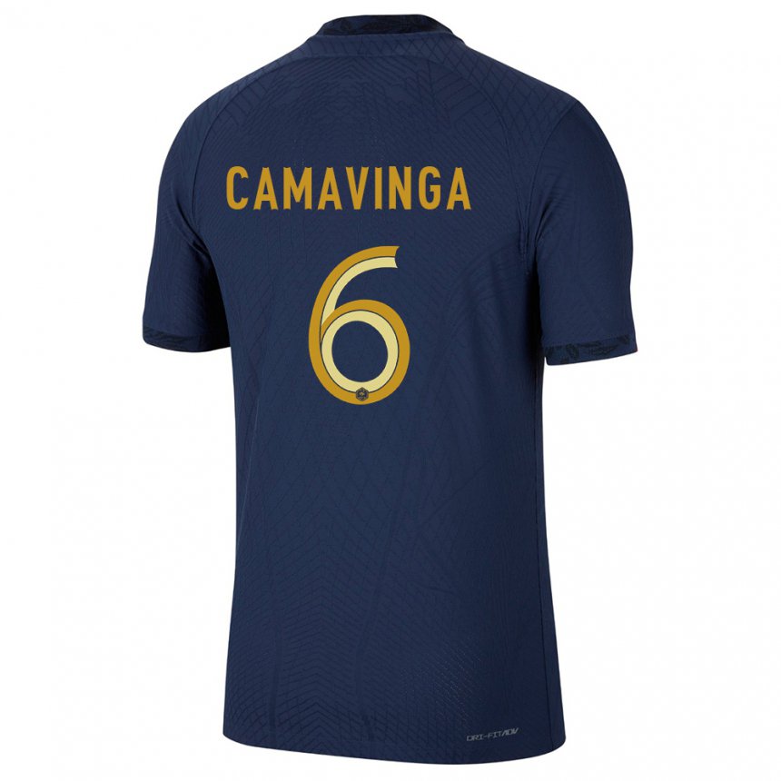 Kinder Französische Eduardo Camavinga #6 Marineblau Heimtrikot Trikot 22-24 T-shirt Belgien