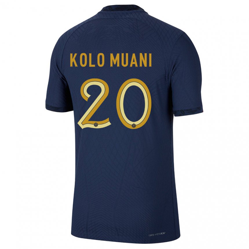 Enfant Maillot France Randal Kolo Muani #20 Bleu Marine Tenues Domicile 22-24 T-shirt Belgique