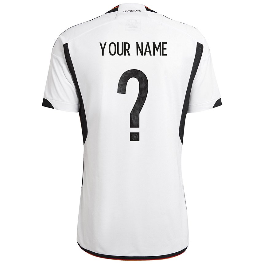 Enfant Maillot Allemagne Votre Nom #0 Blanc Noir Tenues Domicile 22-24 T-shirt Belgique