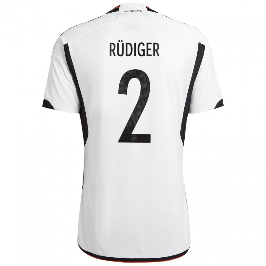 Enfant Maillot Allemagne Antonio Rudiger #2 Blanc Noir Tenues Domicile 22-24 T-shirt Belgique