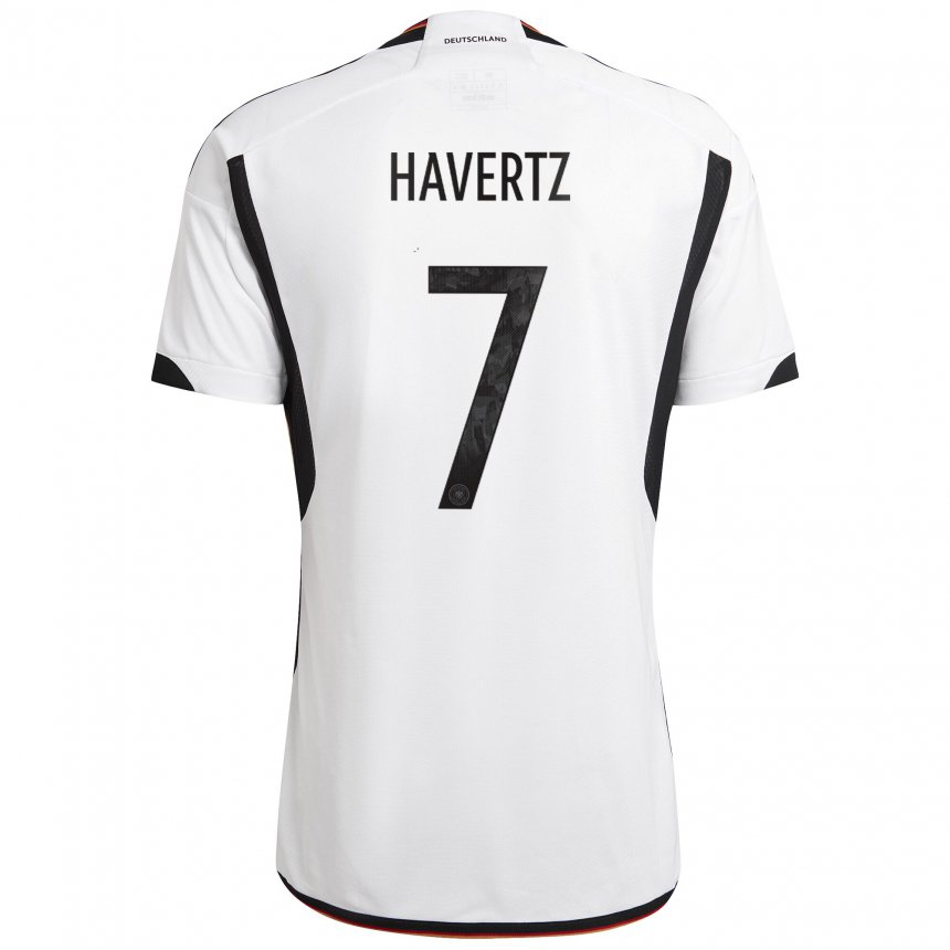 Enfant Maillot Allemagne Kai Havertz #7 Blanc Noir Tenues Domicile 22-24 T-shirt Belgique