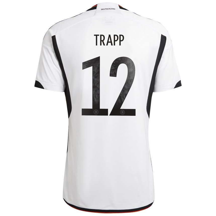 Enfant Maillot Allemagne Kevin Trapp #12 Blanc Noir Tenues Domicile 22-24 T-shirt Belgique