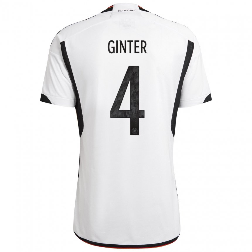 Kinder Deutsche Matthias Ginter #4 Weiß Schwarz Heimtrikot Trikot 22-24 T-shirt Belgien