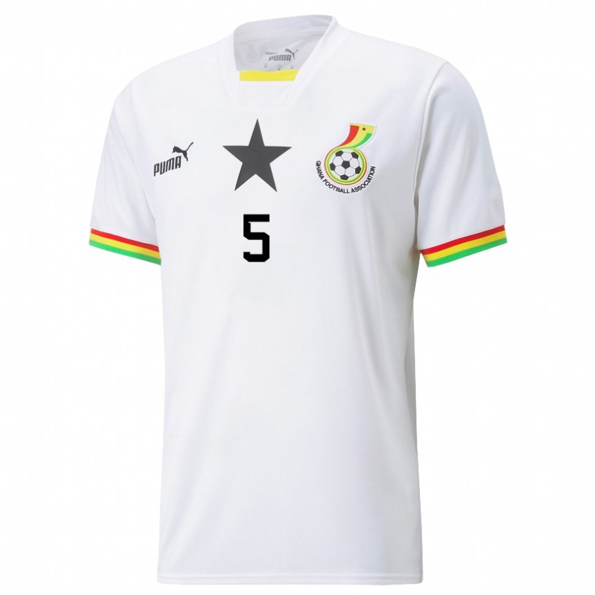 Enfant Maillot Ghana Thomas Partey #5 Blanc Tenues Domicile 22-24 T-shirt Belgique