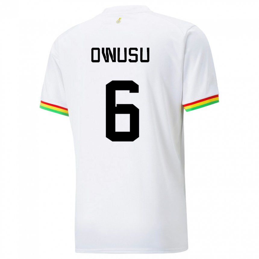 Kinder Ghanaische Elisha Owusu #6 Weiß Heimtrikot Trikot 22-24 T-shirt Belgien