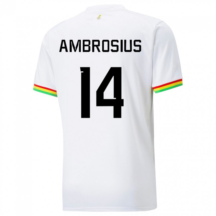 Kinder Ghanaische Stephan Ambrosius #14 Weiß Heimtrikot Trikot 22-24 T-shirt Belgien