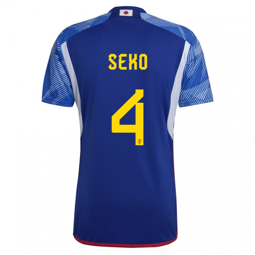 Kinder Japanische Ayumu Seko #4 Königsblau Heimtrikot Trikot 22-24 T-shirt Belgien