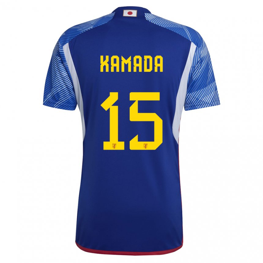 Kinder Japanische Daichi Kamada #15 Königsblau Heimtrikot Trikot 22-24 T-shirt Belgien