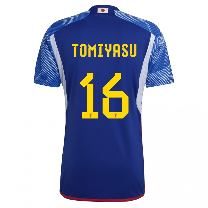Enfant Maillot Japon Takehiro Tomiyasu #16 Bleu Royal Tenues Domicile 22-24 T-shirt Belgique